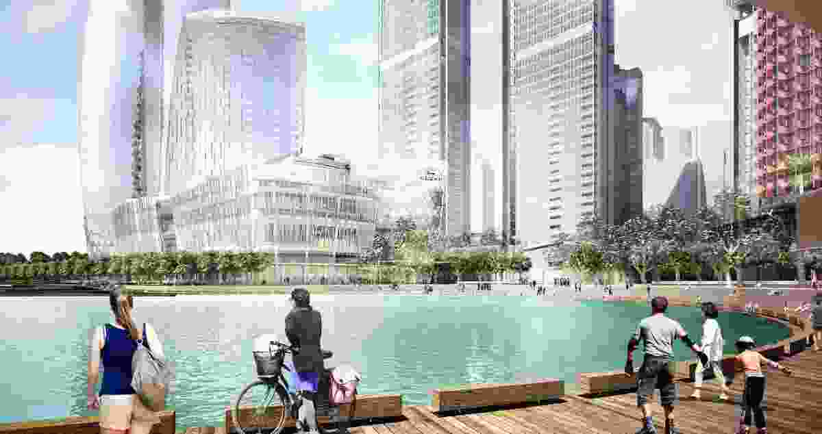 Revised design of Crown tower and Watermans Cove at Barangaroo South.