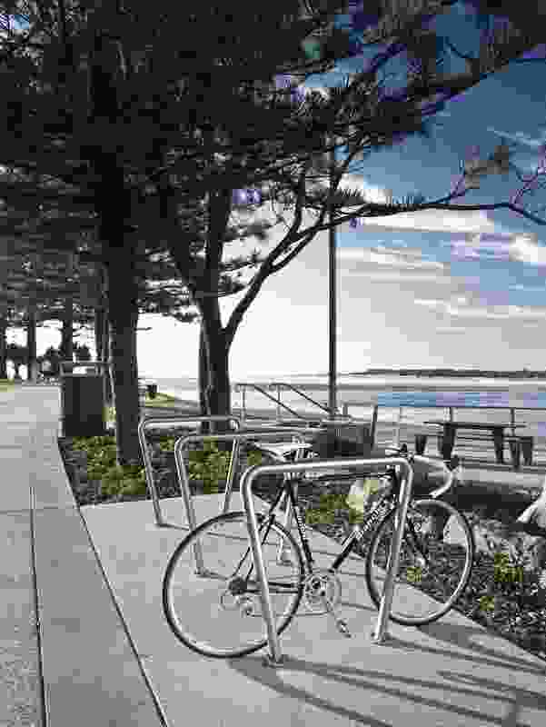 Bike racks and benches are provided for users of Bulcock Beach.