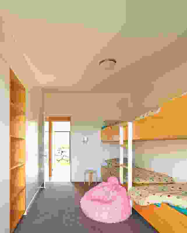 Children’s bedrooms are to the south of the living areas, with the main suite to the north.