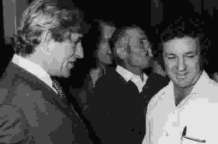 Jack Mundey (right) and founder of Lend Lease Dick Dusseldorp (left), 1972.