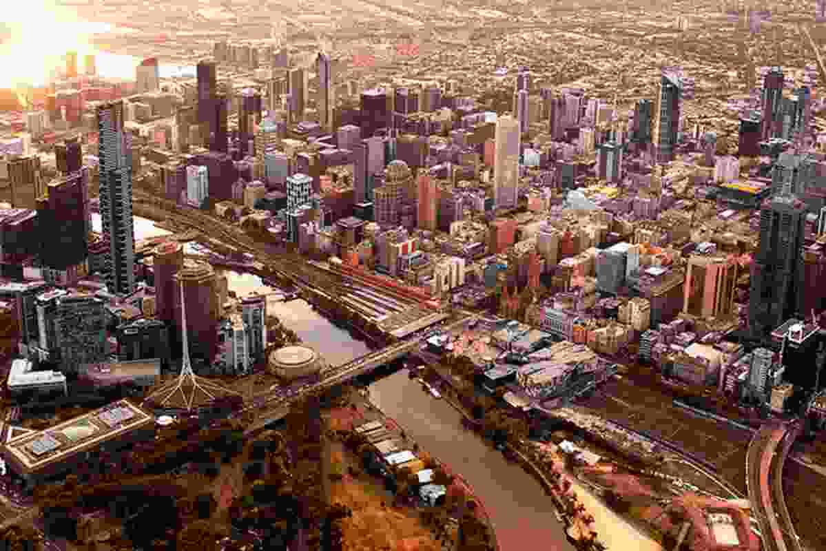 The Federation Square East site will sit above the Jolimont rail yard next to Federation Square, seen here at bottom right.