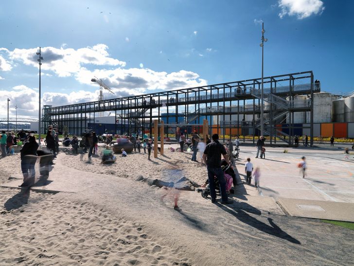 The centrally located playground designed by Isthmus Group.
