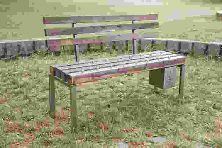 Fabian Brunsing's Pay and Sit Bench artwork.