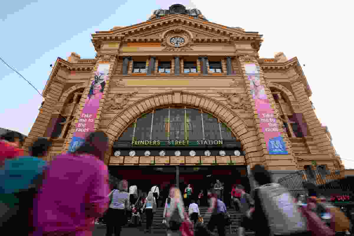The grand entrance to Flinders Street Station.