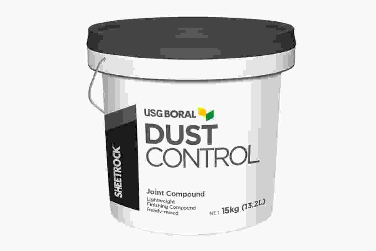 The USG Boral Sheetrock Dust Control joint compound system.