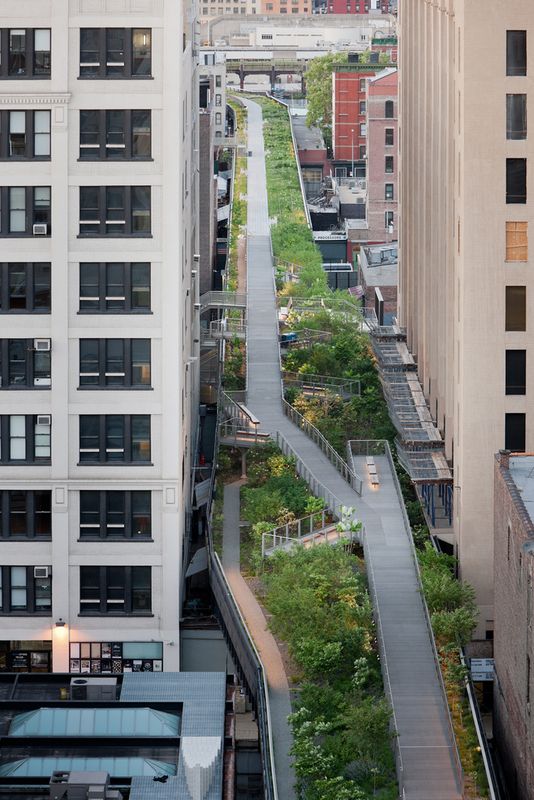 A pocket of greenery in a densely urbanized city.