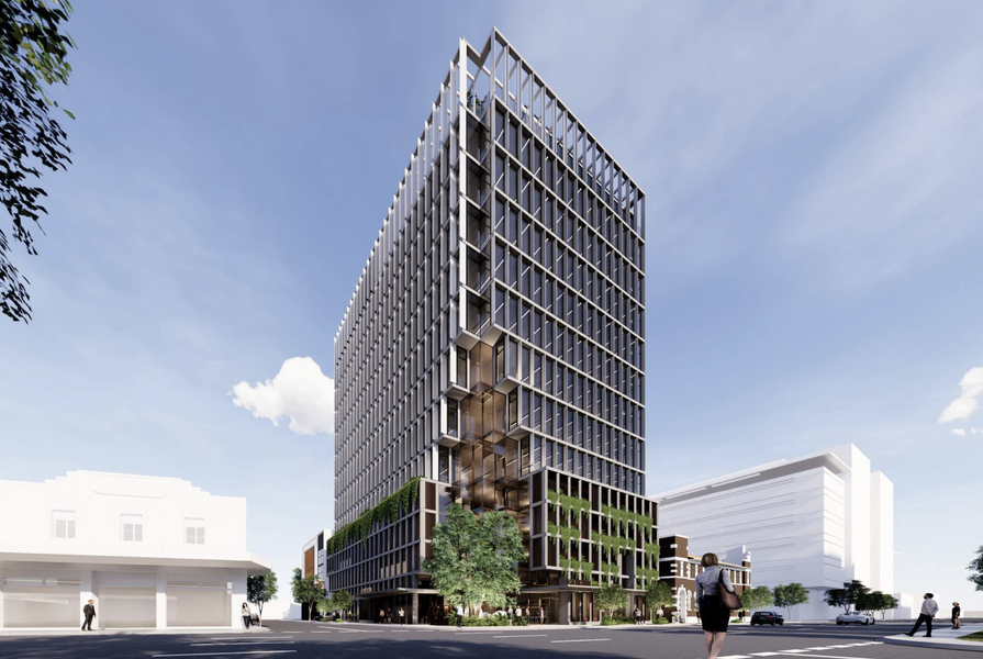 The tower at 458 Wickham Street, Fortitude Valley, designed by Rothelowman.