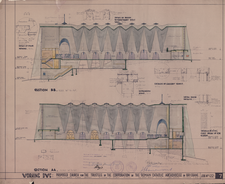 Sections and floor plan, prepared in March 1961.