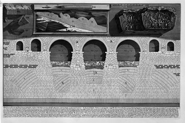 Cutaway view of the Mausoleum of Hadrian and the Elio Bridge St. Angel (The Roman Antiquities, Book 4, Plate VIII, 1756).