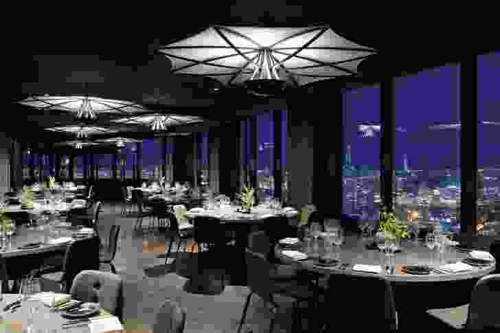 The restaurant's location at level 55 of the Rialto means stunning views.