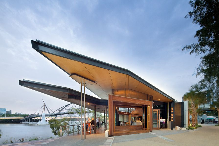 The striking form of the building boasts an architecturally folded roof.
