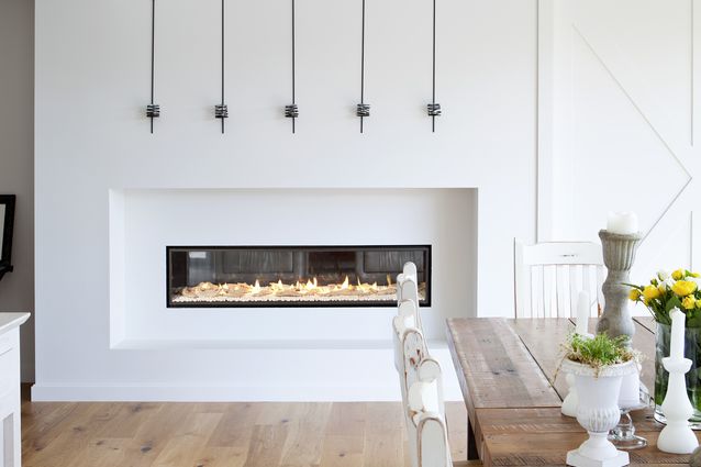 Escea DX1500 frameless ducted gas fireplace complements minimalist ...