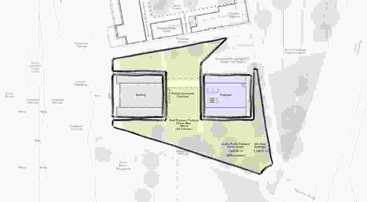 Site plan of the redevelopment of the Bondi Surf Bathers and Life Saving Club by Lockhart-Krause Architects.