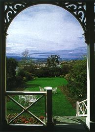 The view from the verandah to the north across the gardens.