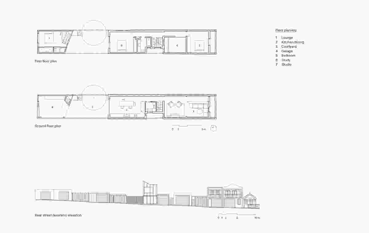 Plans and elevation of Erskineville Creature by Retallack Thompson.