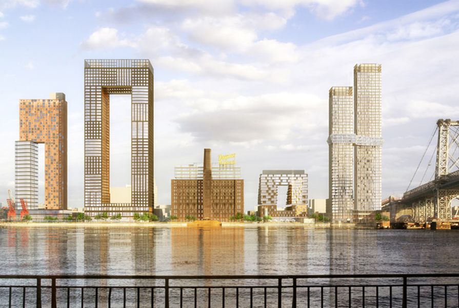 SHoP Architects' design for the Domino Sugar Refinery apartment complex, Brooklyn, New York.
