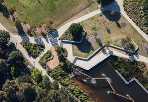 Aerial perspective of Sydney Park.