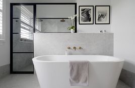 Modern touches with a black framed double shower screen in the Master Ensuite