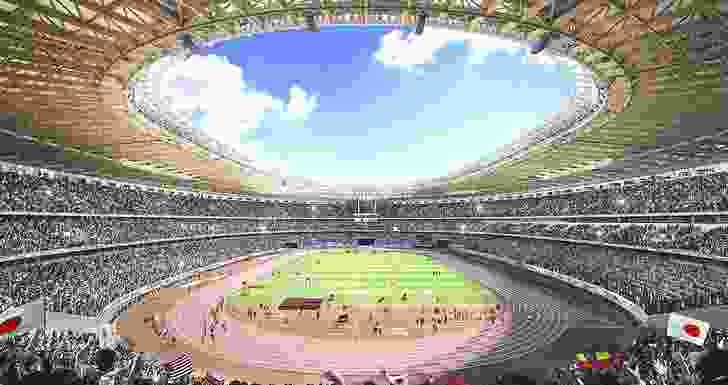 Kengo Kuma's winning design for Tokyo Olympic Stadium.