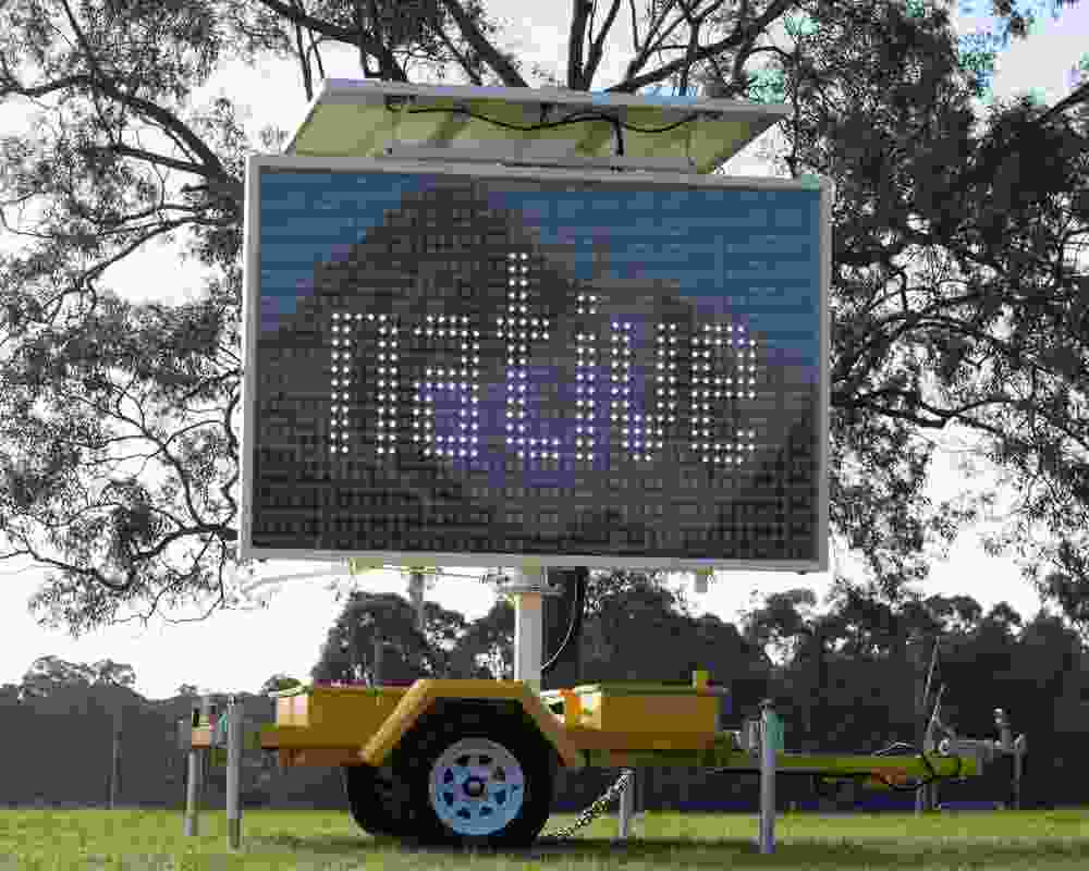r e a, details of Native (2013), LED sign, Sites of Experimentation, commissioned by Blacktown Arts on behalf of Blacktown City Council, 2013.