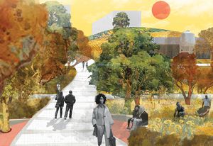 Permeated by a meandering axis, users are taken on a journey through the learning landscape, engaging with elements of Aboriginal agriculture and landscape management practices.