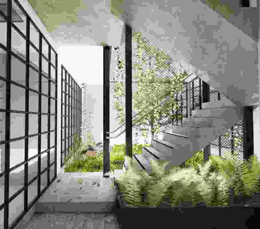 Courtyard of the proposed Nightingale apartment development in Brunswick designed by Breathe Architecture.