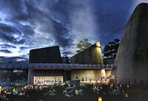 A proposed World Heritage Interpretation Centre in the masterplan for Jabiru by NAAU and Enlocus.
