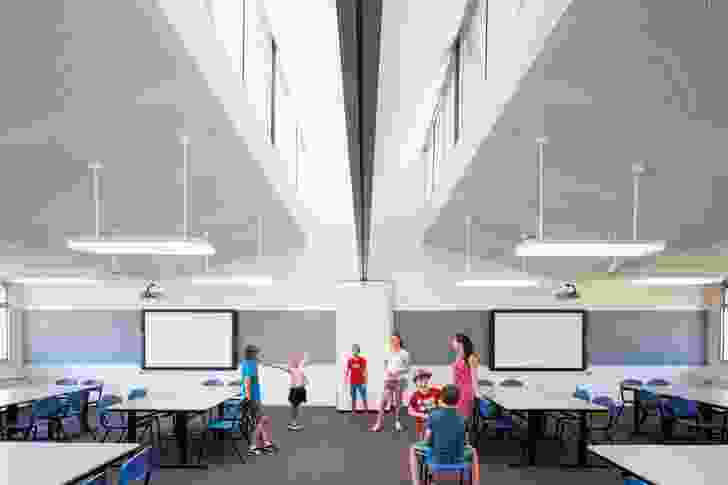 Operable walls between each pair of classrooms allow them to expand or contract.