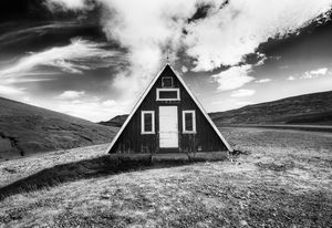 Jay Montoni, A-Frame House. These emergency huts are stocked with supplies for stranded travellers.