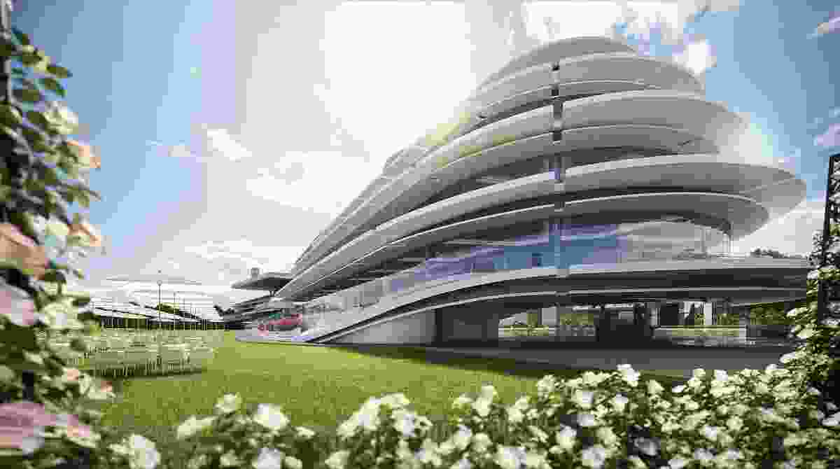 Proposed club stand at Flemington Racecourse by Bates Smart.