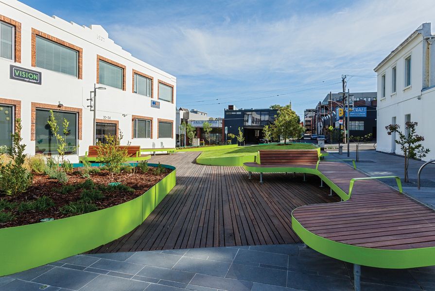 Oxford Street Park after completion. The project was a collaboration between Urban Initiatives, City of Yarra and Leanne O’Shea. 