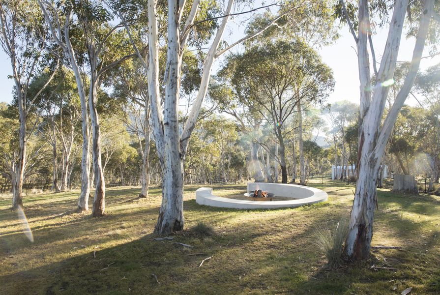 A fire pit designed by Michael Bates in the Snowy Mountains. 