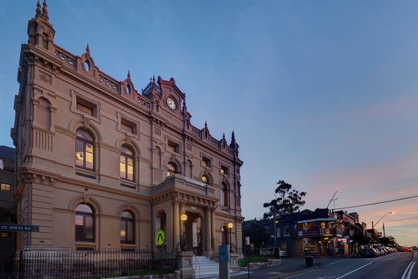 The Glebe Town Hall’s restored Victorian Free Classical facade. 