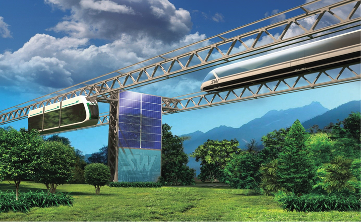 Conceptual proposal for a Sky Way elevated rail at Flinders University.