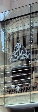 The QVB reflected in the facade glazing. Image: Richardson Glover