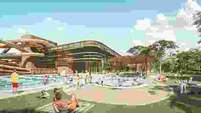 The proposed new Adelaide Aquatic Centre designed by JPE Design Studio, Warren and Mahoney and Yellaka (Karl Winda Telfer).
