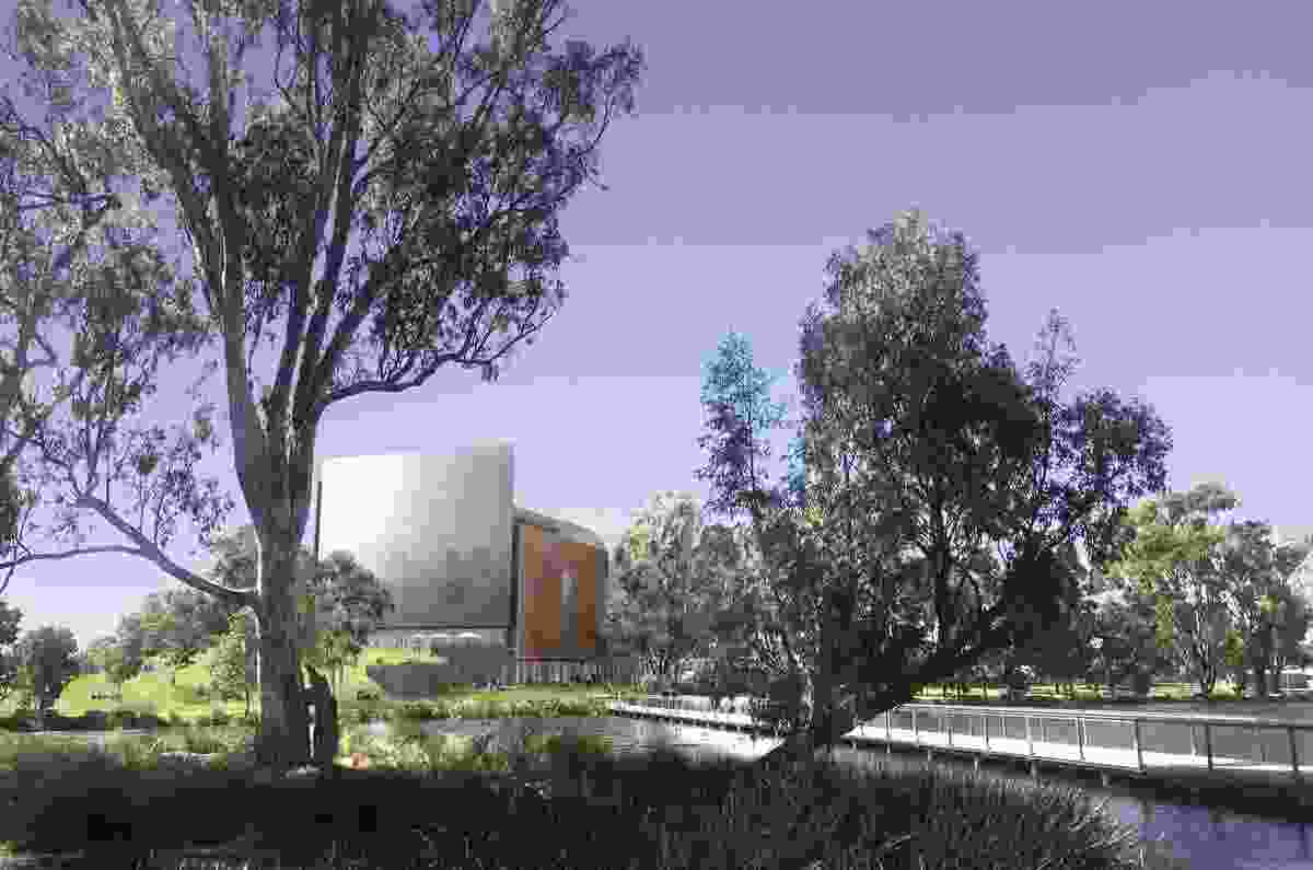 Denton Corker Marshall's proposal for Shepparton Art Museum is conceived as a "land sculpture."
