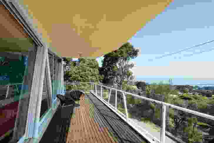 A shaded balcony extends out to views of Port Phillip Bay to the north.