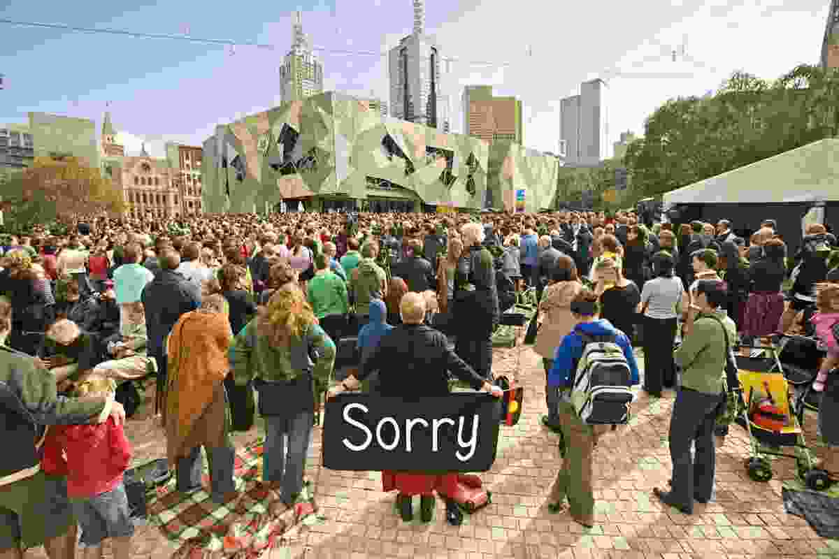 Melbourne unites at Federation Square in 2008 for Sorry Day.