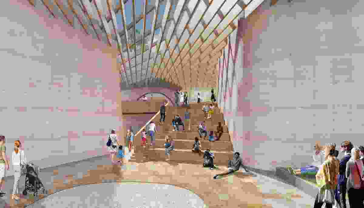 An atrium in the proposed World Heritage Centre of the Jabiru Masterplan by Common and Enlocus