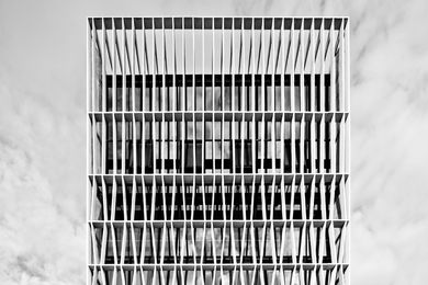 A factory building in an
industrial part of Singapore designed by 2015 Wheelwright Prize winner Erik
L’Heureux which features a complex, responsive brise-soleil.