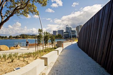 This story wall, one of four at Jack Evans Boat Harbour, will contain indigenous artwork and information panels.