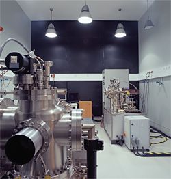 An isolated concrete room housing one of the nine highly sensitive microscopes.