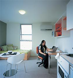 Interior of a standard
student apartment.