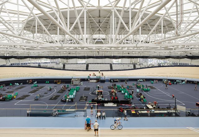 The Anna Meares Velodrome, completed in time for the 2018 Commonwealth Games, is part of the wider Sleeman Sports Complex in Brisbane.