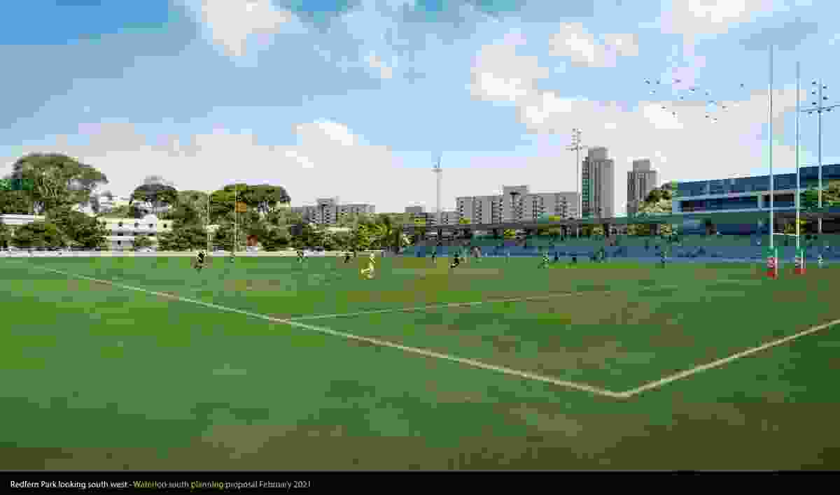 The City of Sydney's proposal for Waterloo Estate South, Redfern Park looking west.