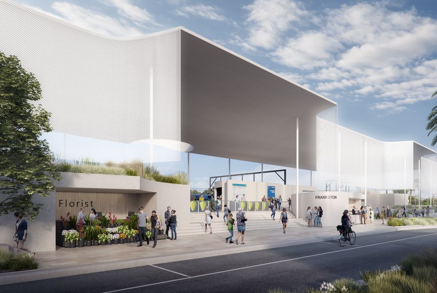 The competition-winning design for Frankston Railway Station by Genton Architecture.