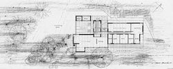 Drawings of the Roe House, 1963, by
Maurice Hurst at Lund Hutton Newell Black and
Paulsen. Lund Hutton Ryan Morton Collection,
University of Queensland Library.