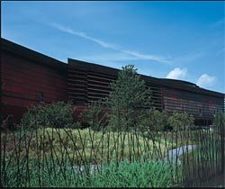 External views of the museum set among the wild gardens designed by Gilles Clément. Images: Philippe Ruault