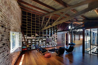 Recycled bricks and timber in the Lilyfield Warehouse.